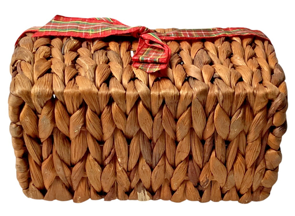 Wicker Basket with Bow, Rectangle Brown