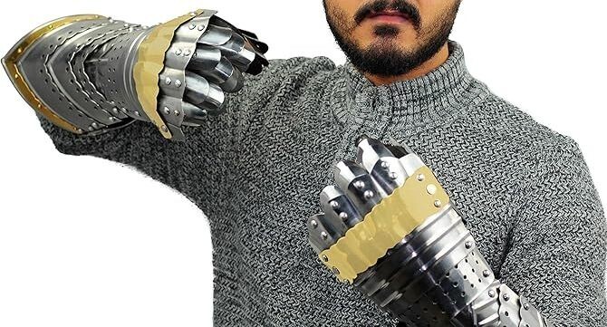 Medieval Warrior Gothic Knight Style Warrior Functional Gloves & Gauntlets gift