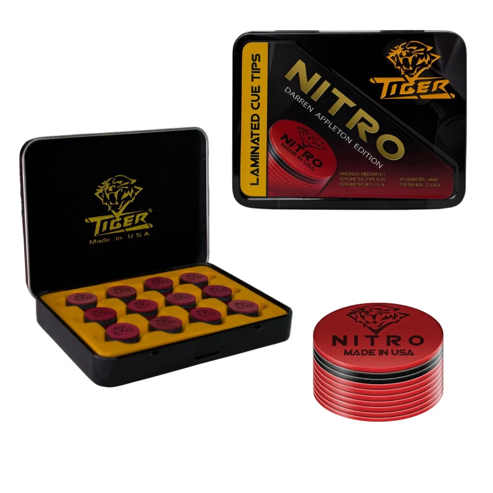 Tiger Nitro Laminated Cue Tip- Darren Appleton Edition - Sold Single Tip
