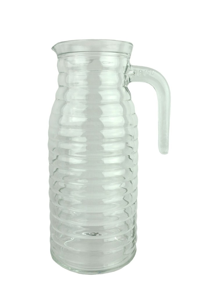 Ringed Ringware Clear Glass Fridge Pitcher Arcoroc ?
