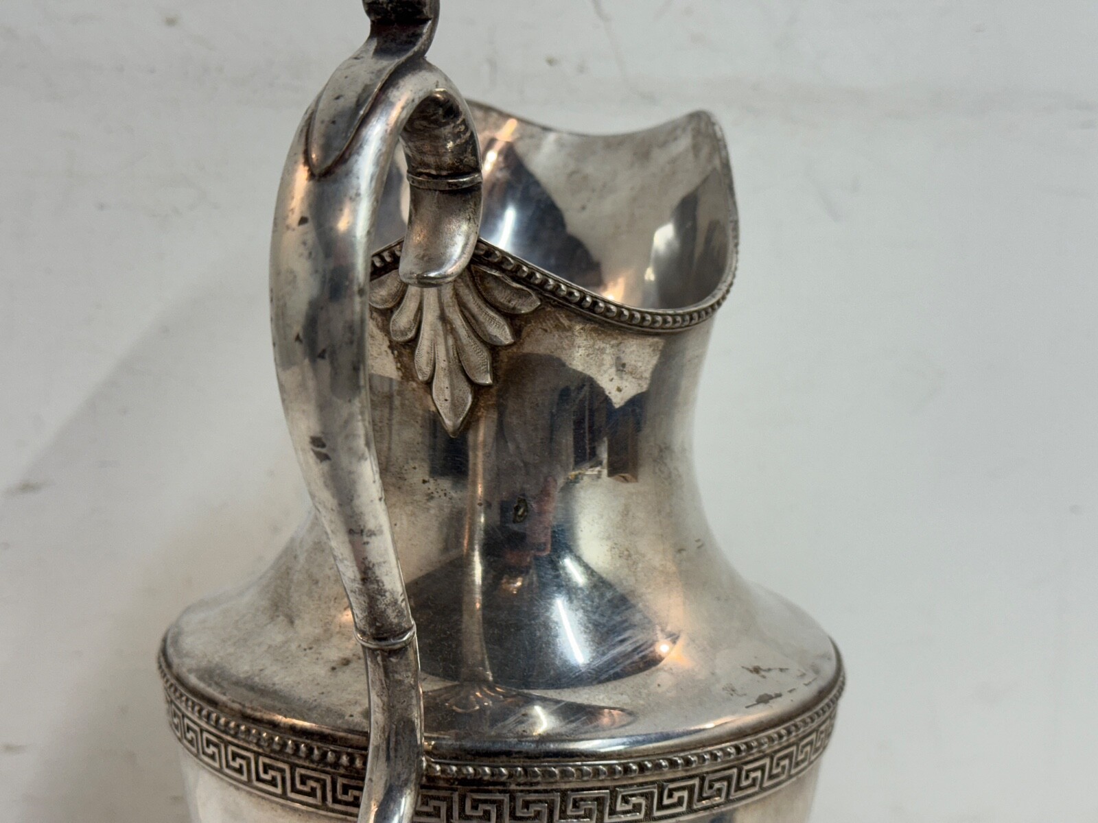 Vintage Rogers Smith Silver Plate Pitcher Pattern 1790 w/ Greek Key Decorations