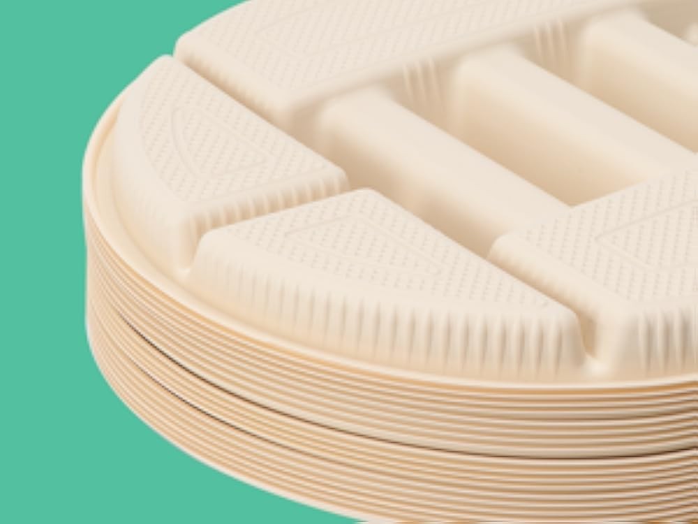 10'' Lar Disposable Taco Plates, 3-Taco & 4-Sides, Biodegradable