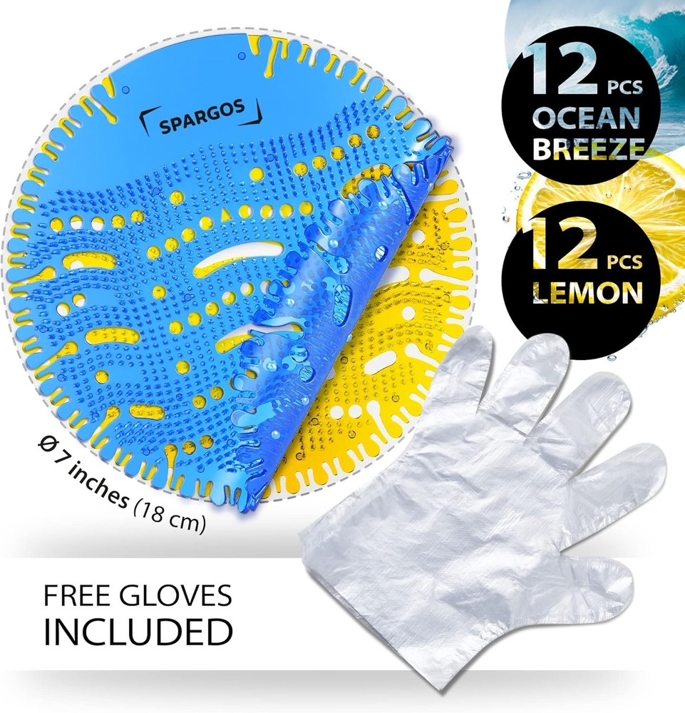 Urinal Screen Deodorizer 24 Pack Urinal Cakes Fresh 3d Wave Anti-Splash Odor ...