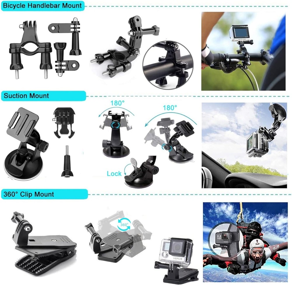 Comprehensive 50-in-1 Accessory Kit for Action Cameras - Unleash Your Creativity