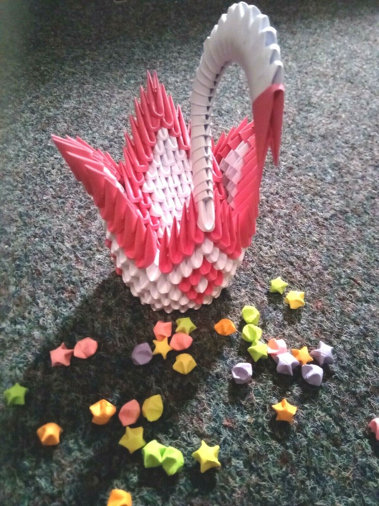 MINI 3D origami swan with a separate back