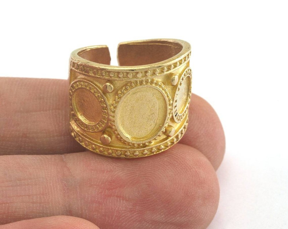 Ring Adjustable Ring Bezel - Raw brass (17mm 7US inner size - Adjustable ) 3374