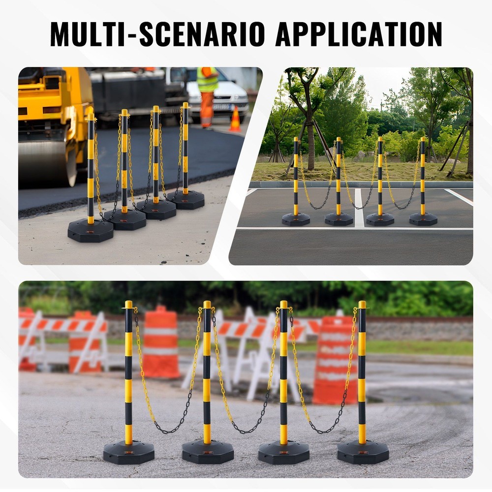 High Visibility Delineator Posts 4 Pcs Stackable Design Fillable Base