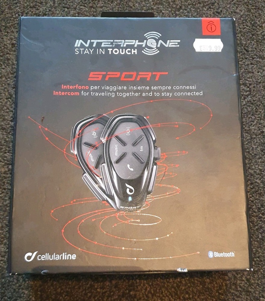 Interphone sport Intercom Dual Pack Motorcycle Intercom Bluetooth Headset Black