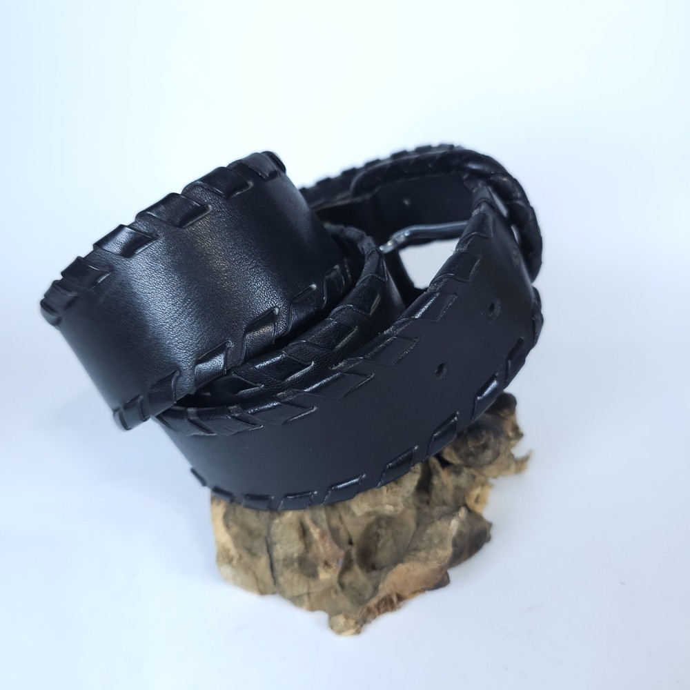 Braided Leather Belt Men Size 34 Full Grain Cowhide (No Loop)