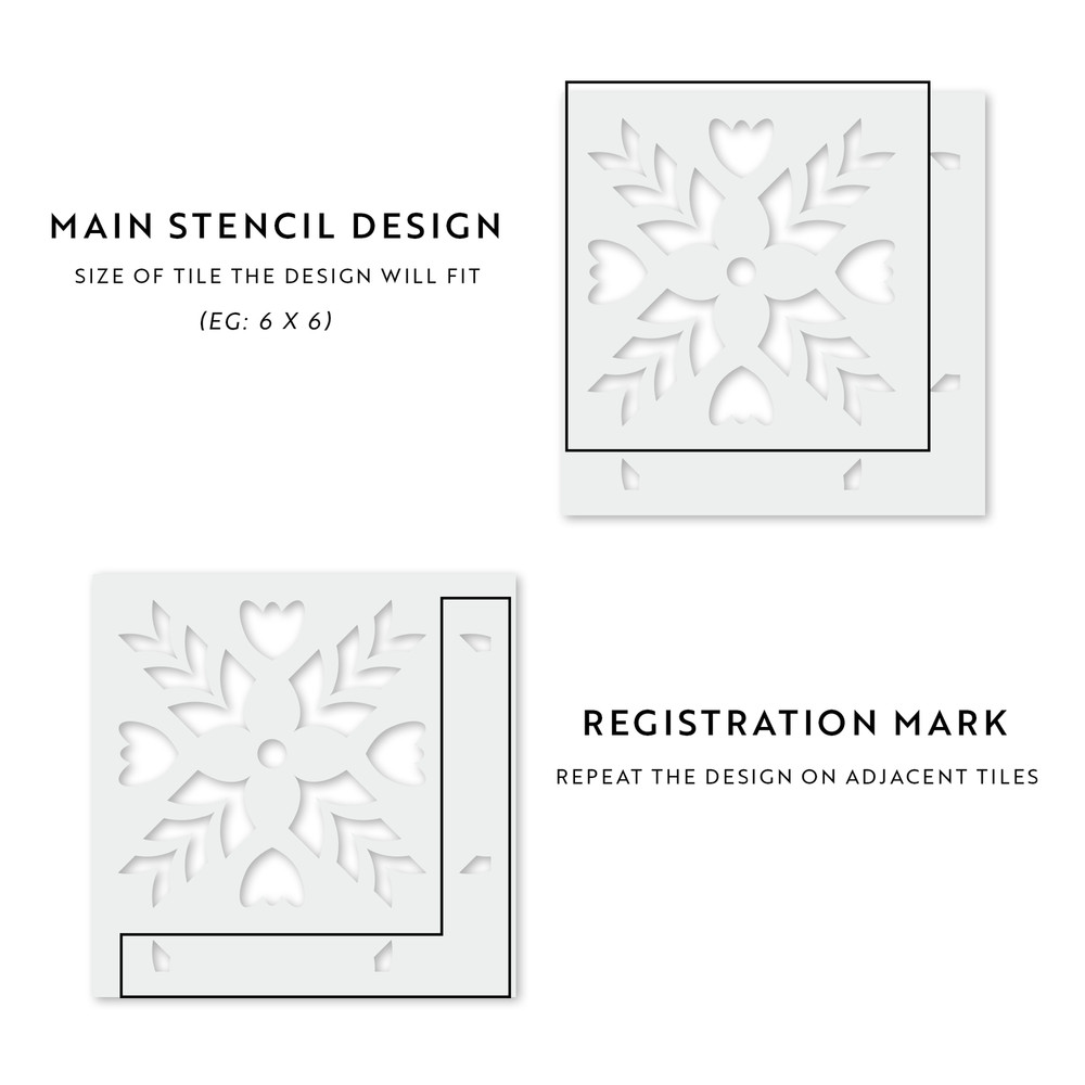 Freya Tile Stencil - Durable & Reusable Mylar Stencils