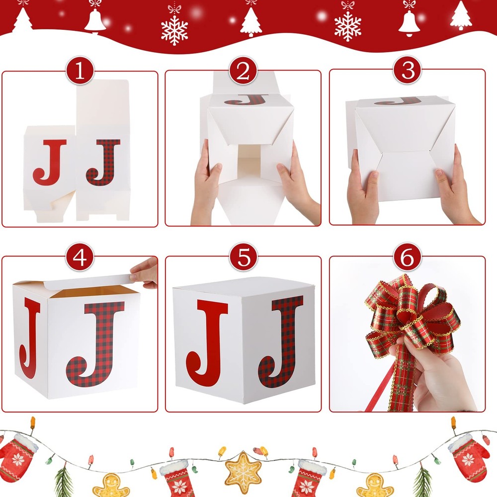 4 PCS Merry Christmas Joy Boxes Decorations Large Stackable Nesting Gift
