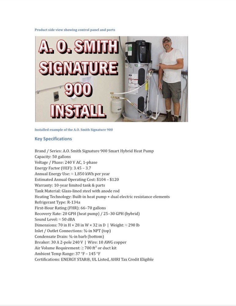 🔥 NEW – 16 SOLD - A.O. Smith 900 50 Gal Hybrid Heat Pump Water Heater Delivered