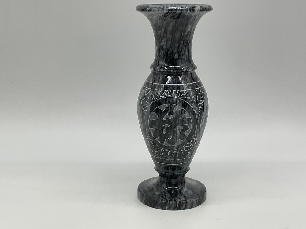 Asian Gray Marble Vase 8 inches tall