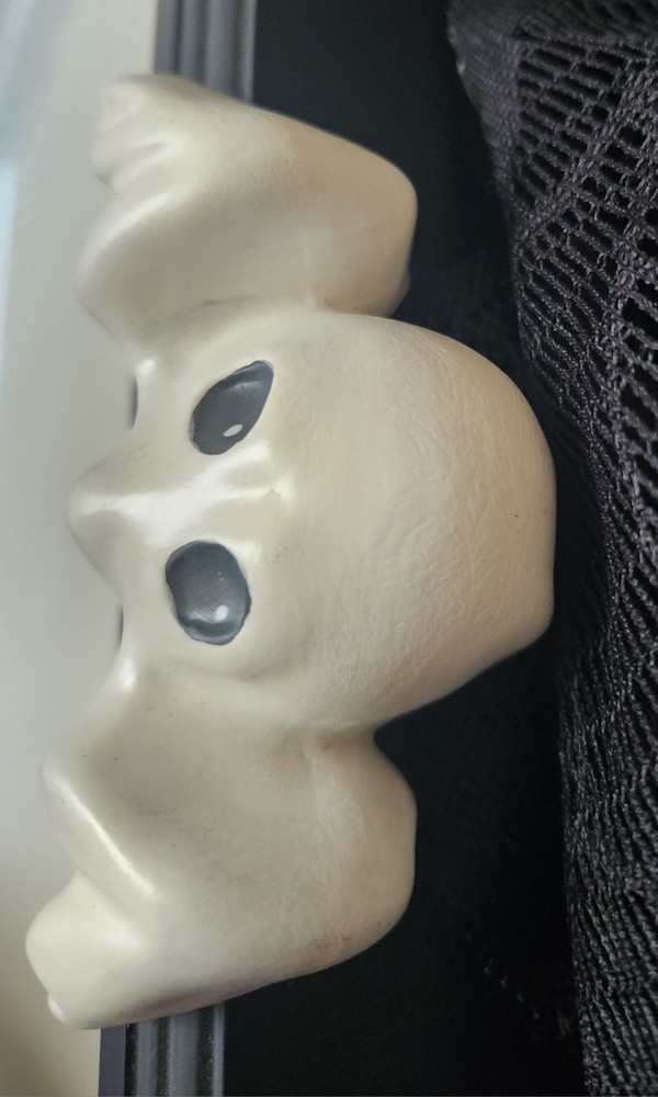 RARE Vintage 1982 Witch & Ghost Shelf Sitters, Handmade, Ceramic Bisque, EUC