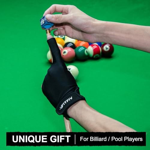 Billiard Pool Glove for Left Hand 3 Finger, Durable Double Medium Black