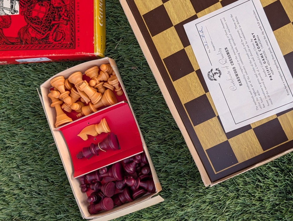 cavalier deluxe hand carved chess set vintage