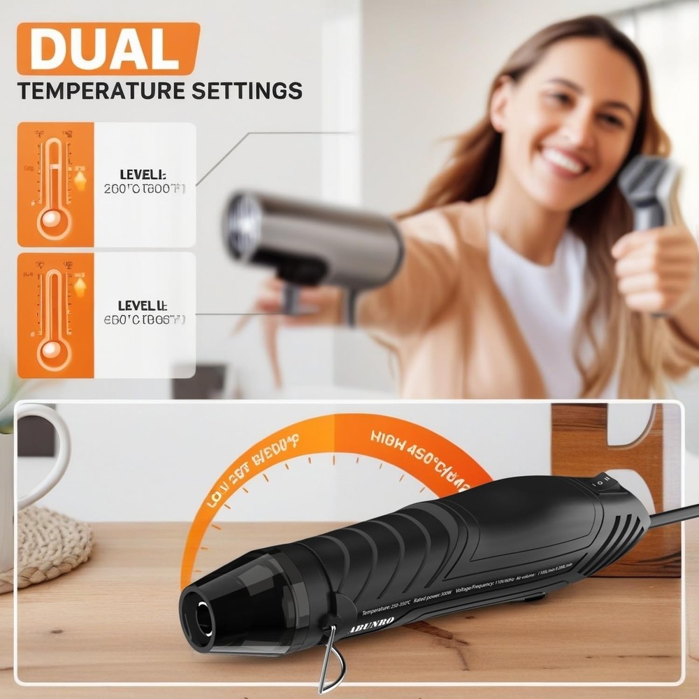 Mini Heat Gun, 2-Temp Settings 482℉ & 662℉（250℃& 350