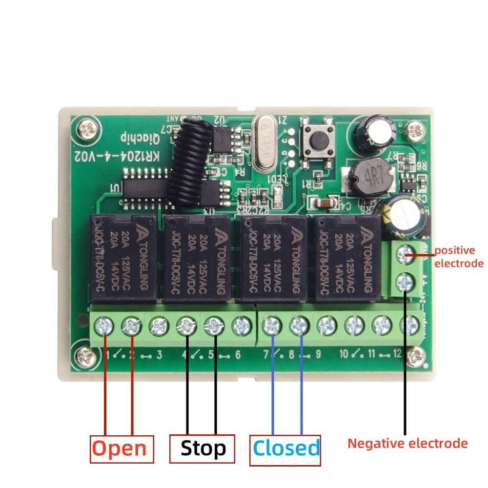 443MHz Wireless Remote Control Relay Switch With Receiver and 4CH Channel