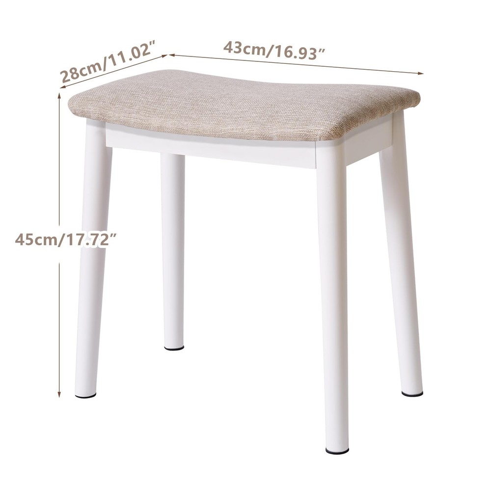 Saddle Cushion Vanity Stool Chair, Foot Rest Stool with Solid Wood Legs, Mode...