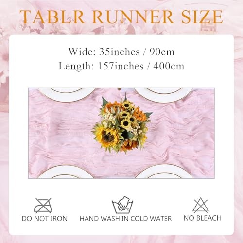 Cheesecloth Table Runner 13.3FT Rustic Sheer Gauze Table 13.3ft x 1pc Pink