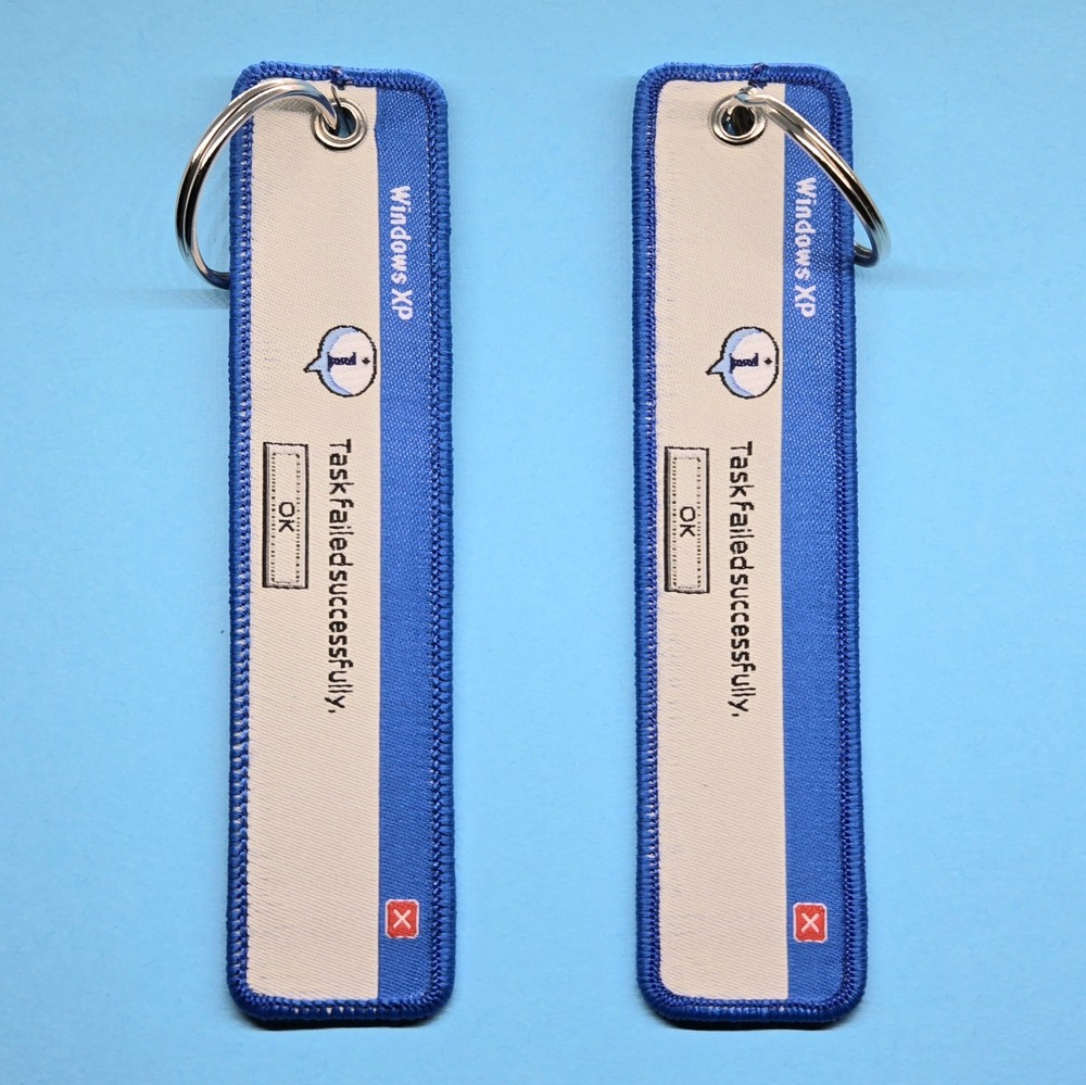 Windows XP Error Task Failed Y2K 5" Jet Tag Keychain Double Sided 1 Piece