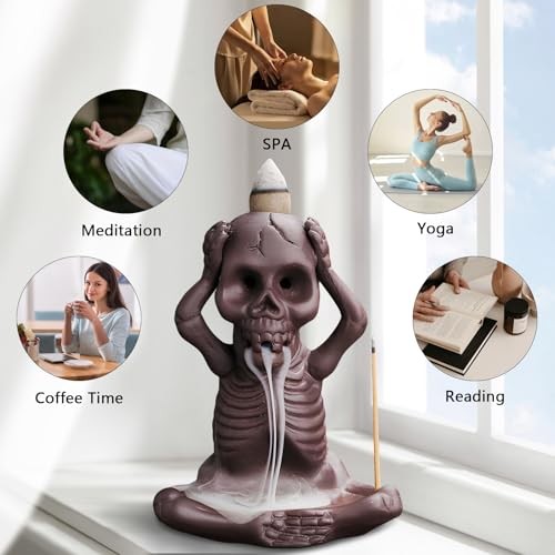 Skull Decor Incense Stick Holder Reverse Flow Censer Incense Waterfall Burner