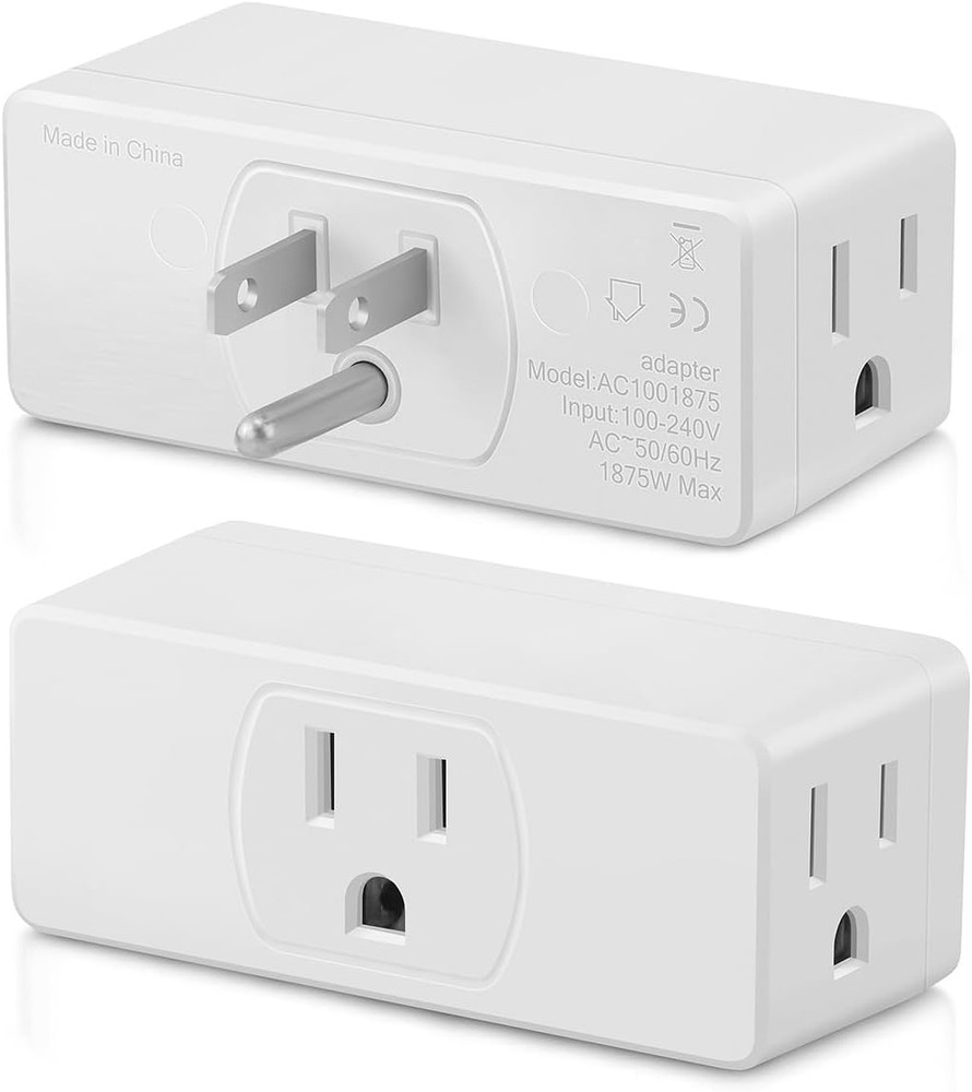 Multi Plug Wall Outlet 2pack, Multiple Outlet Splitter, 3-Plug Wall Adapter, Mul