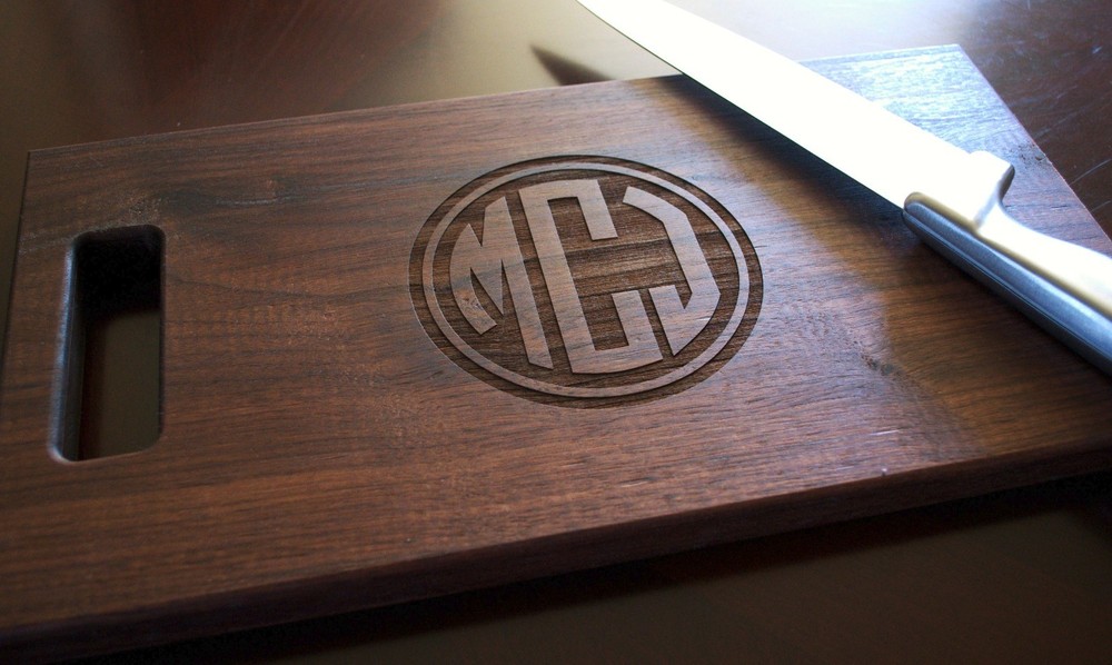 Personalized Laser Engraved Circle Monogram Cutting Board