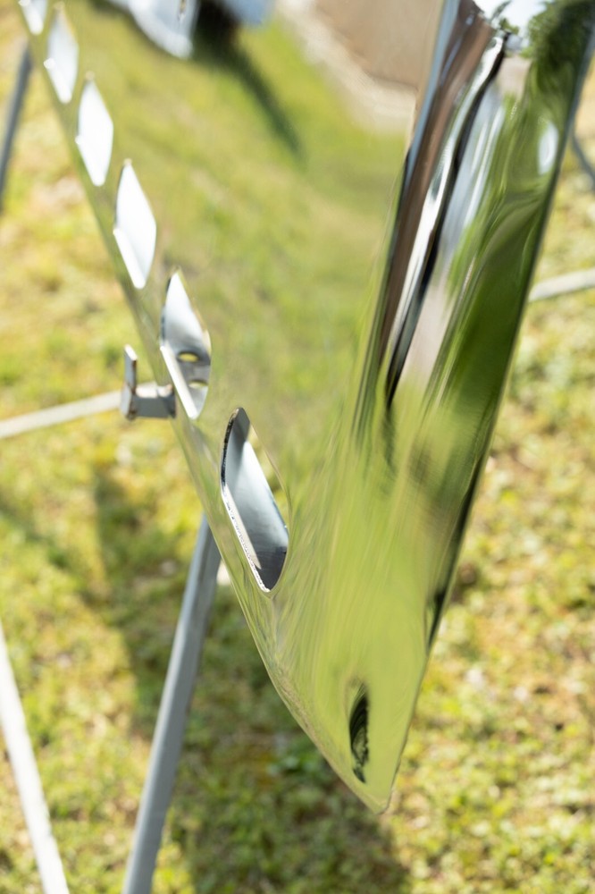 Peterbilt 357, 378, 379 Chrome Bumper - 18" Texas Square, Oval Light Cutout Row