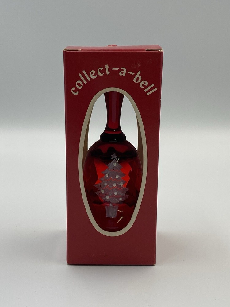 Fenton Hand Painted Red Christmas Bell In Box Missing Clapper 4 1/4” Signed