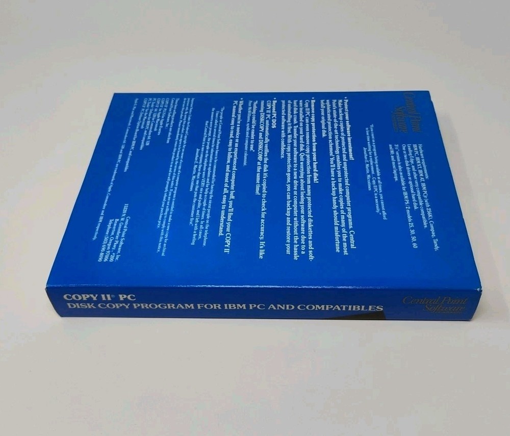 COPY II PC Central Point Computer Software Big Box Floppy 5.25 Disk Vintage 1988