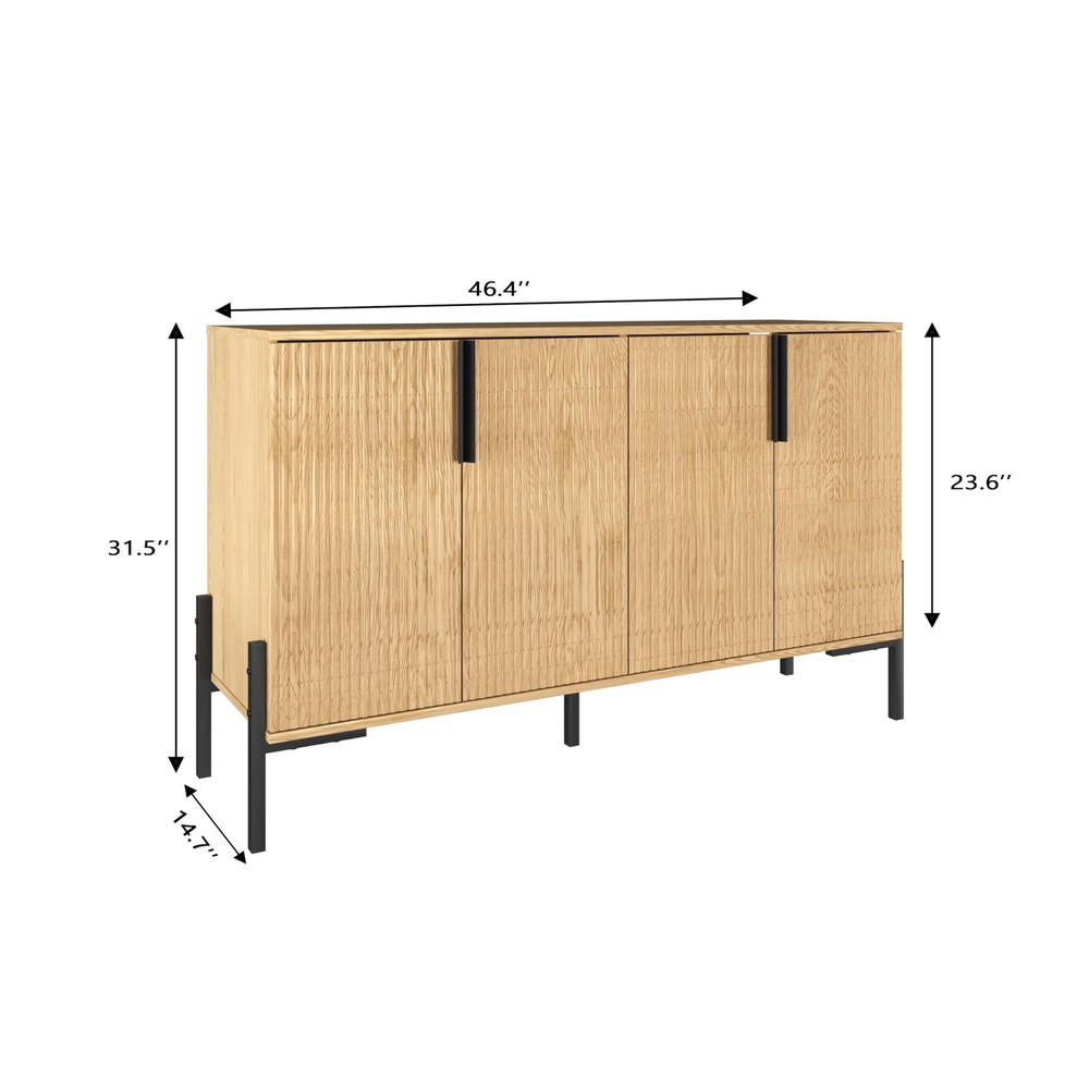 4 Doors Sideboard Buffet Cabinet with Adjustable Shelves, Modern Accent Sideb...