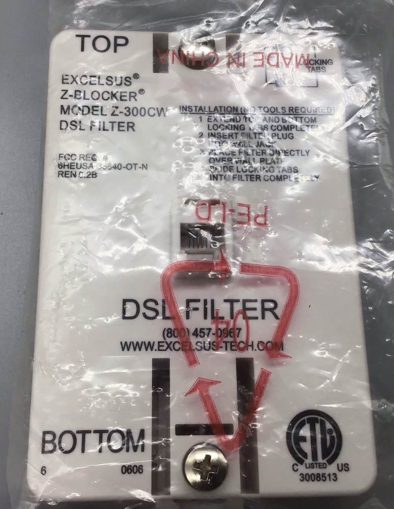 DSL Excelsus Z-Blocker Filter Wall Plate NIP