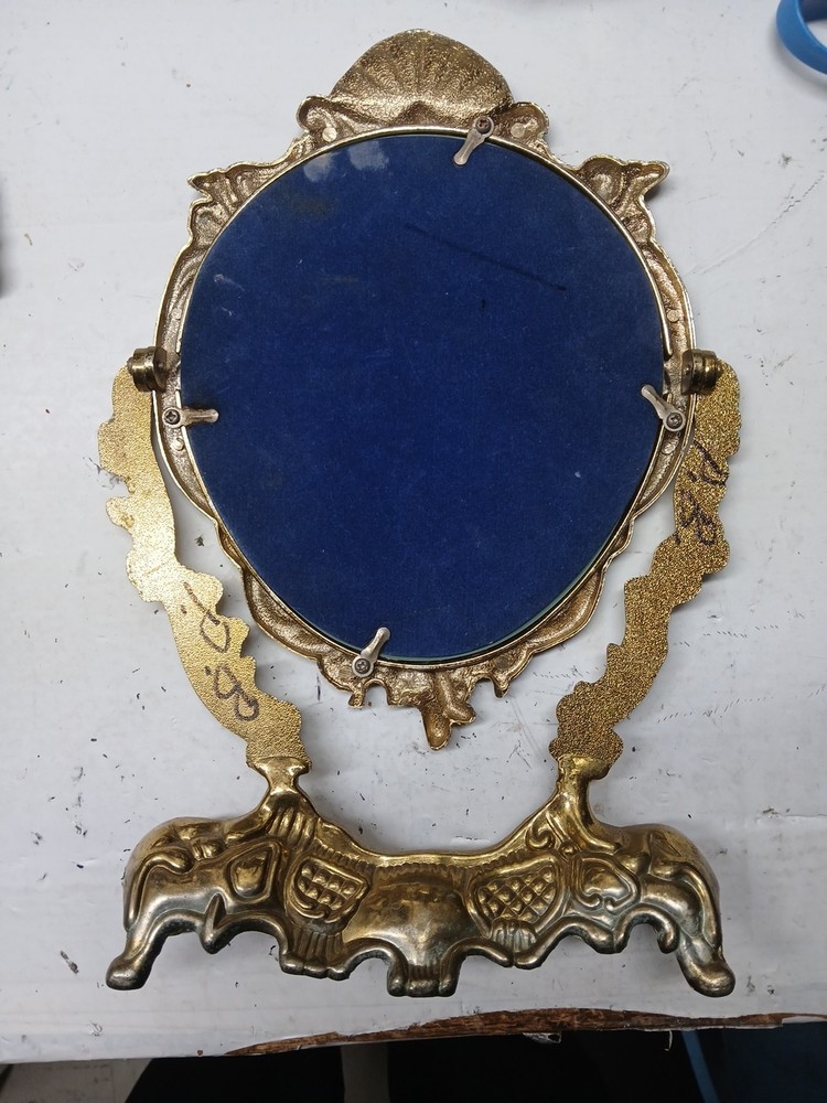 Tabletop brass mirror adjustable decorative looking glass cherub deco rococo sty