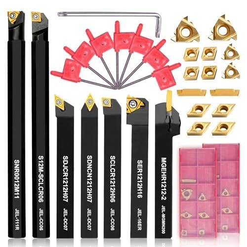 21PCS Indexable Lathe Tool Kit - 1/2" Shank Turning Holders & Carbide Inserts