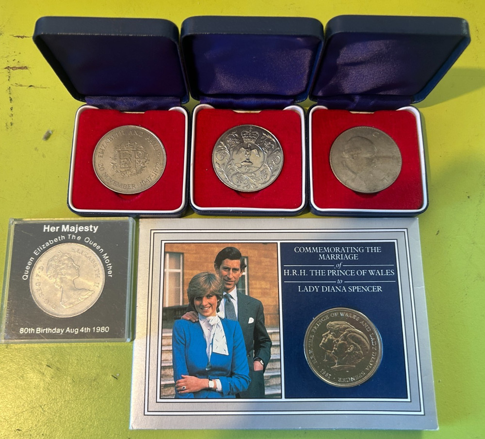 Bundle of Britain Commemorative Crowns Coins