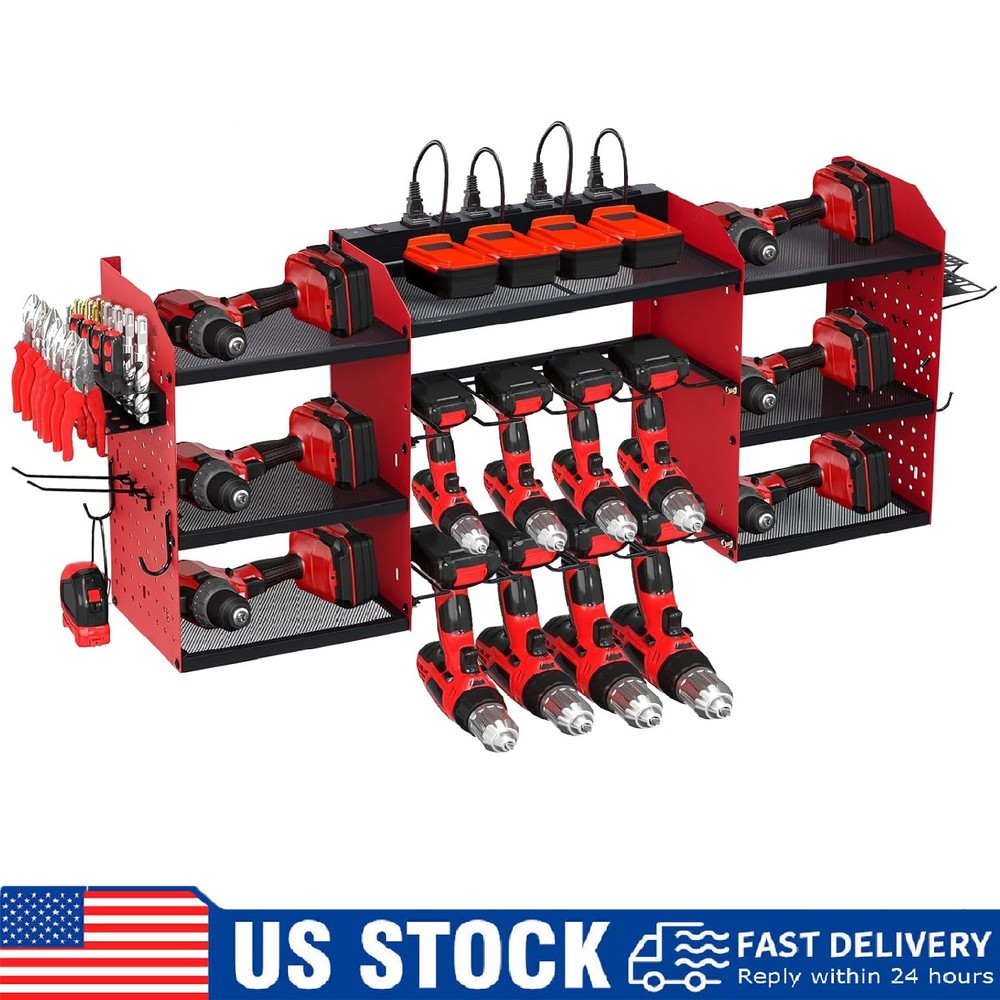 Power Tool Organizer Wall Mount, Heavy Duty 3-Layer Drill Storage Shelf Garage