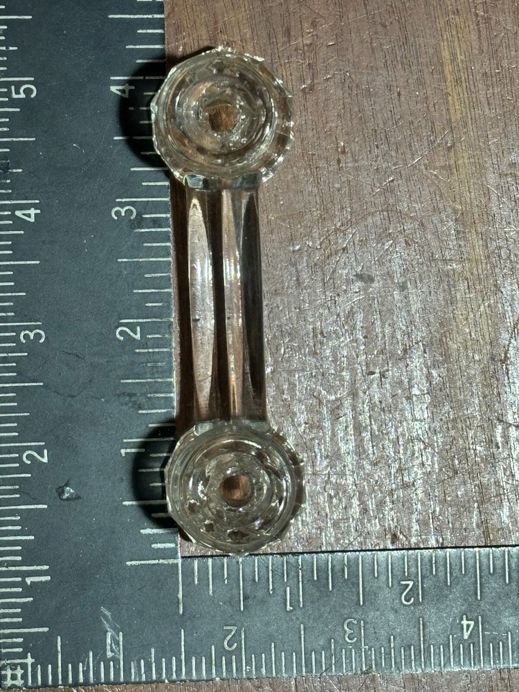 6 Vintage Glass Clear Cabinet Kitchen Pull Handles