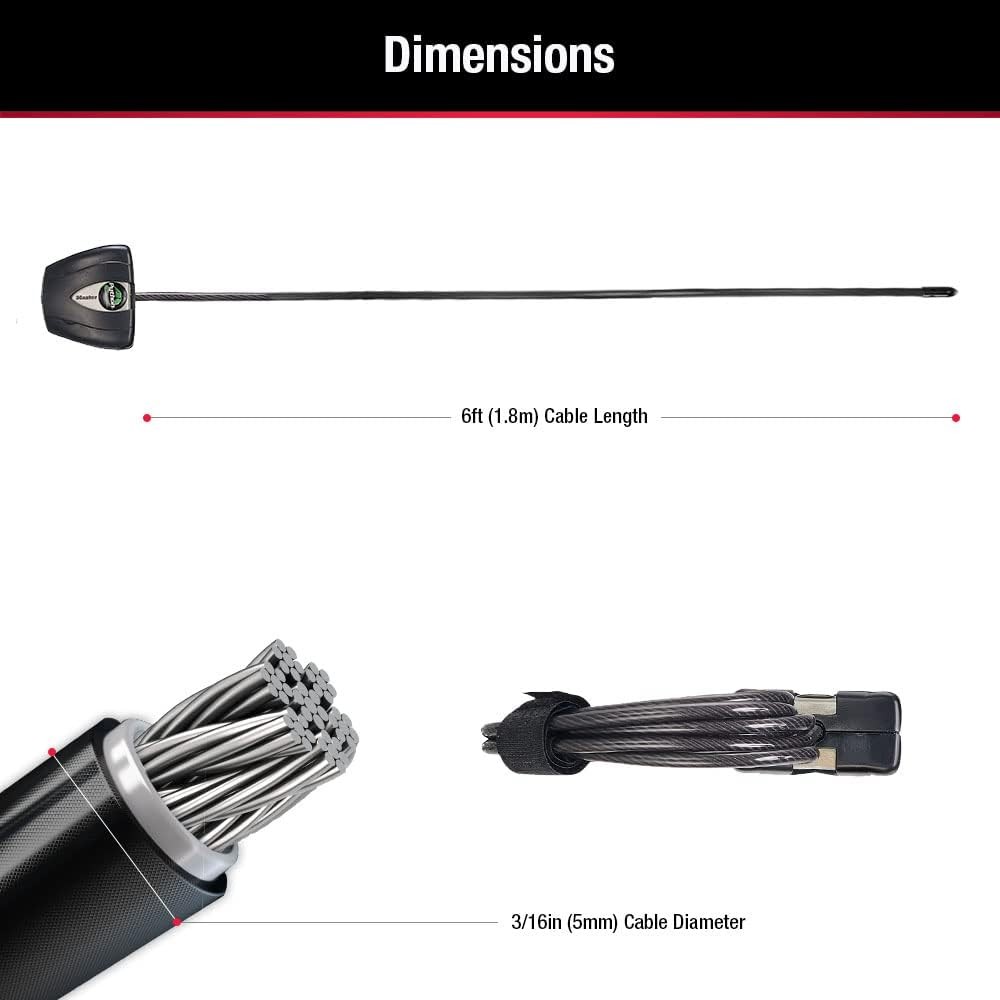 Master Lock Black Python Steel Cable Lock with Keys, Heavy Duty Anti-Theft Trail