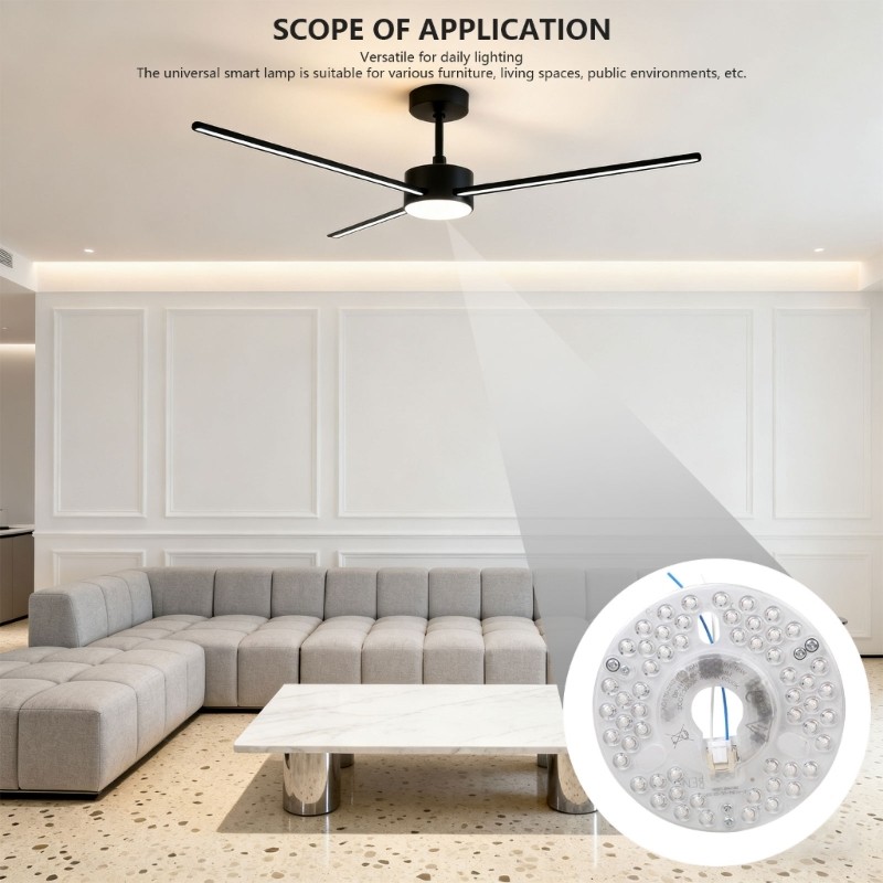 Mount Light Panel 18W 130mm PC Aluminum for Ceiling Fan Easy