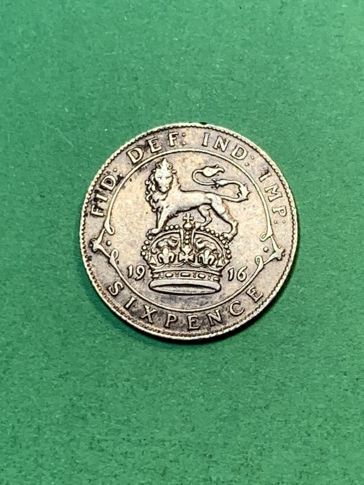 1916 Great Britain 🇬🇧 Silver Six 6 Pence (A2192)