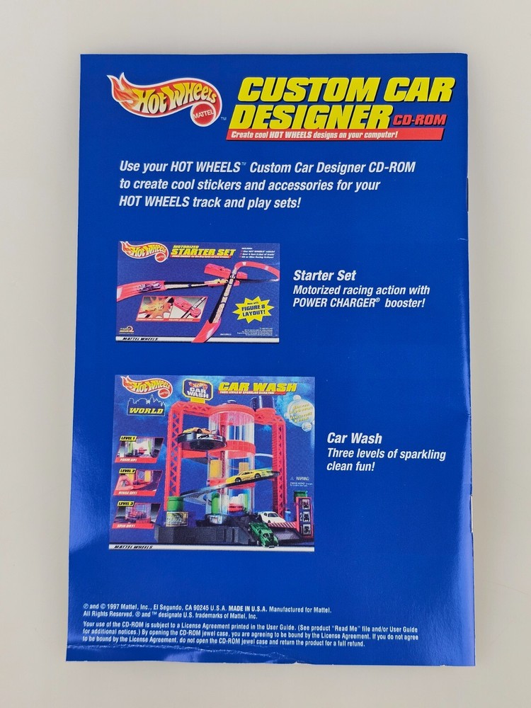 Hot Wheels Custom Car Label Designer CD Software User Guide Sticker Sheets 1997