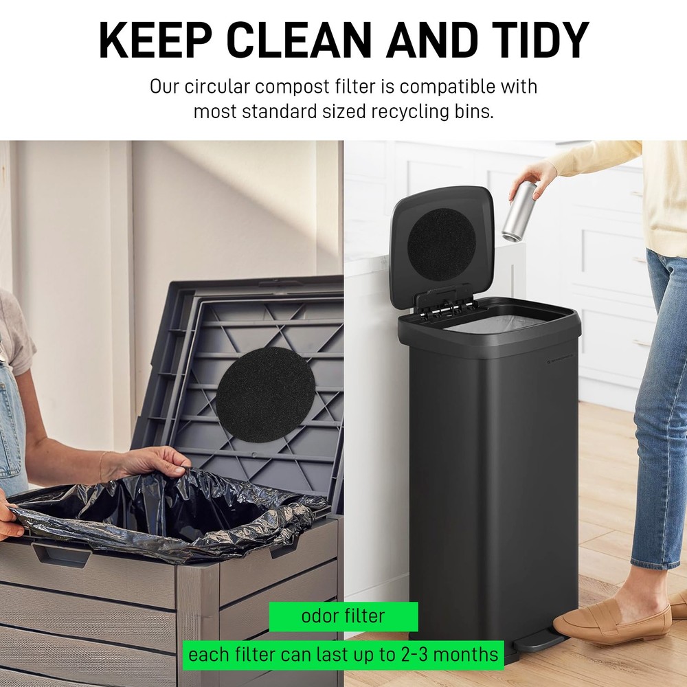 Charcoal Filter Replacements Kitchen Compost Bin Round 6.7" 0.4" Thick 6 Pcs