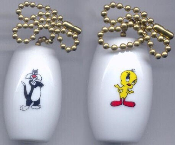 Set of 2 Sylvester & Tweety Ceiling Light / Fan Pulls