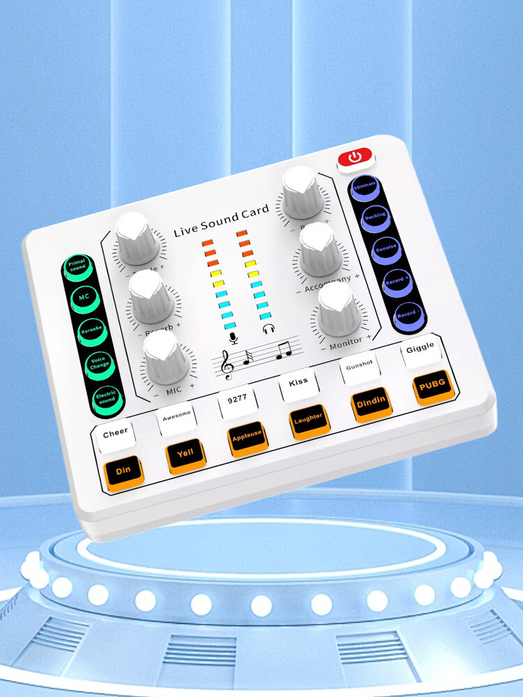 M8 Sound Card Live Streaming Interface External USB Live Broadcast Mic White