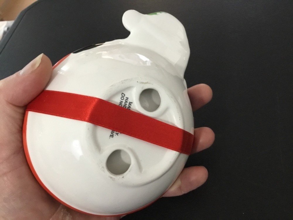 Ceramic Snowman Shaped Dish with Matching Small Spreader