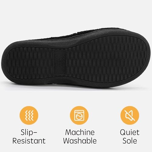 Men's Adjustable Wrap Memory Foam Slide Slipper 11-12 Heathered Black