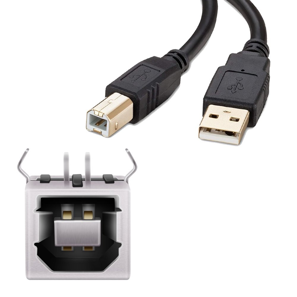 USB Type-B 4-Pin Right Angle PCB DIP Jack Socket - 10 Pack