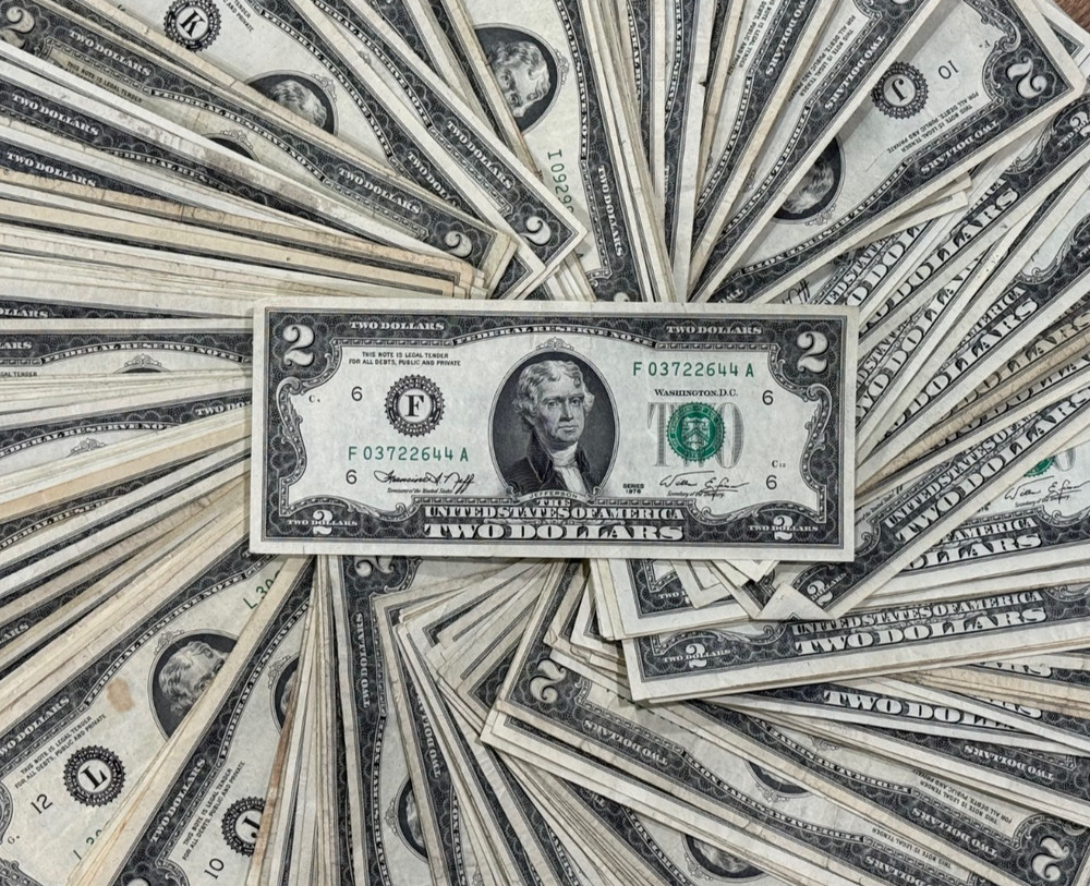 1976 $2 Two Dollar Bill Currency Average Circulated