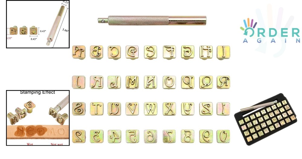 Leather Stamping Tool Set 37pcs Steel Punch & Handle for Leather Craft